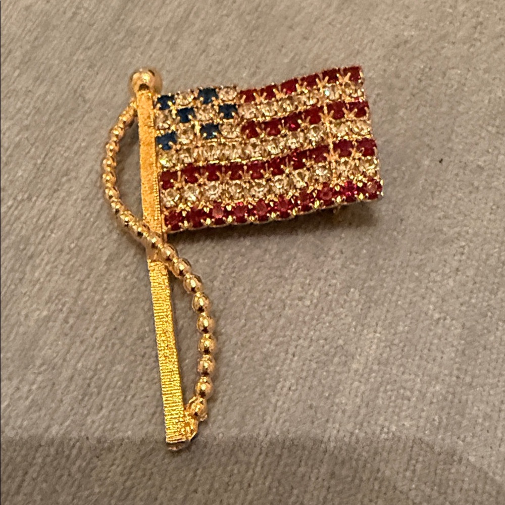 Gold American Flag Brooch